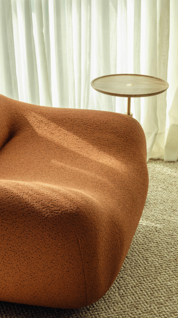 Textured chair refresh with linen throw for a cozy home office sanctuary
