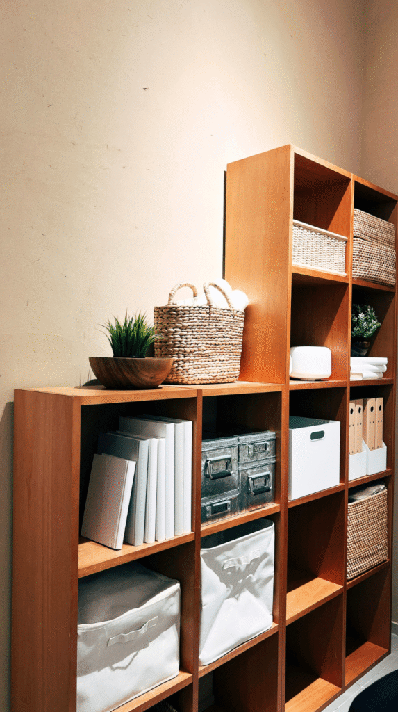 A clean, organized minimalist space that supports a clutter-free anti-inflammatory home
