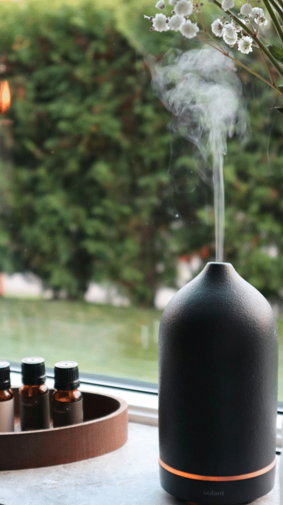 Stone essential oil diffuser for the final scent layer of a sleep sanctuary.