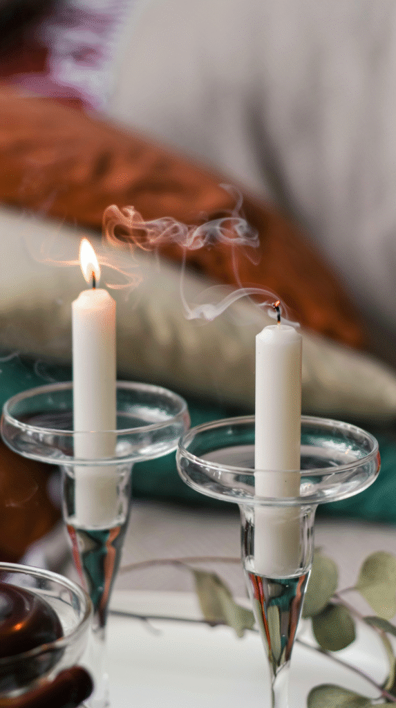 Soulful living room decor essentials including scents and warm lighting.
