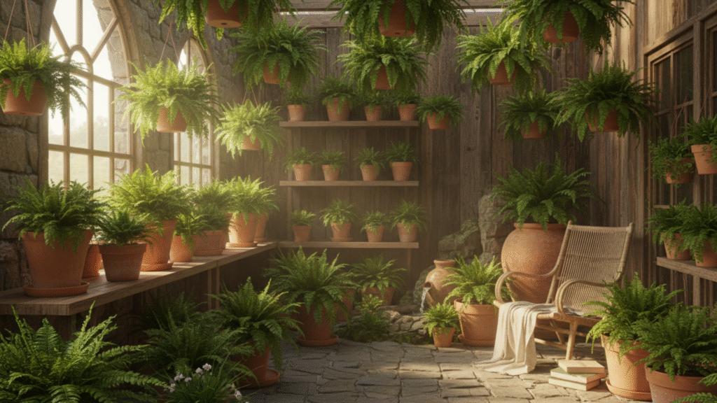 7 beautiful ways to style terracotta decor and ferns for a grounded home sanctuary.
