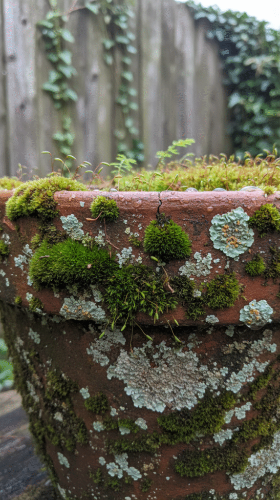 Delicate maidenhair fern tendrils in a small terracotta pot for earthy interior design.
