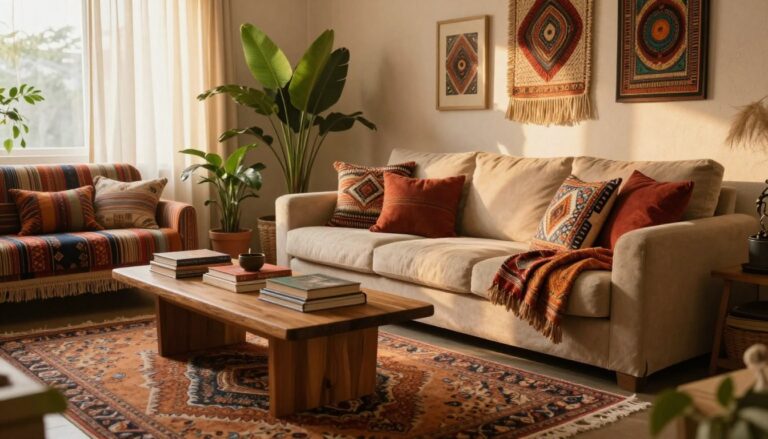 7 Steps to an Afrohemian Oasis: Layered, Earthy Living Room